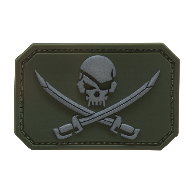NEU 3D Rubber Patch Skull with Swords