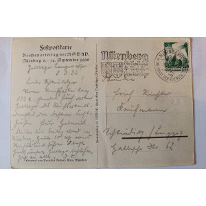 Feldpostkarte Reichsparteitag 1936 gelaufen
