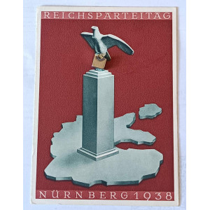 Feldpostkarte 1938 Reichsparteitag gelaufen