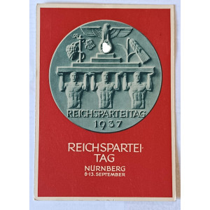 Feldpostkarte 1937 Reichsparteitag gelaufen