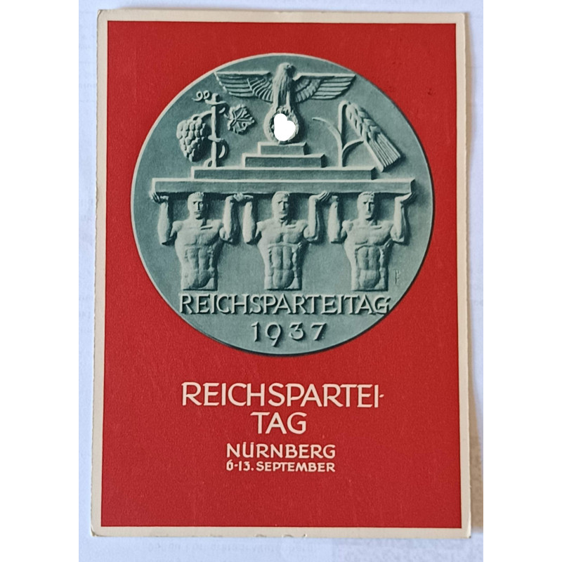 Feldpostkarte 1937 Reichsparteitag gelaufen