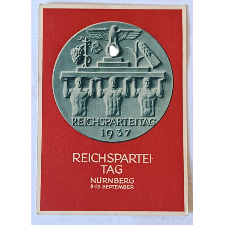 Feldpostkarte 1937 Reichsparteitag gelaufen