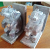 Antike Paar Buchstützen Elefant Marmor